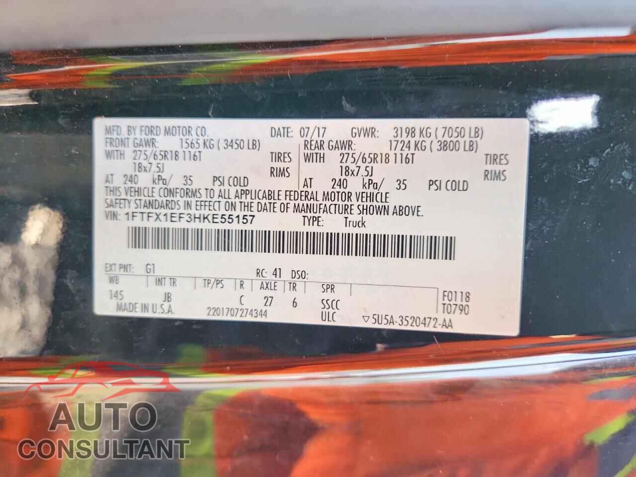 FORD F150 2017 - 1FTFX1EF3HKE55157