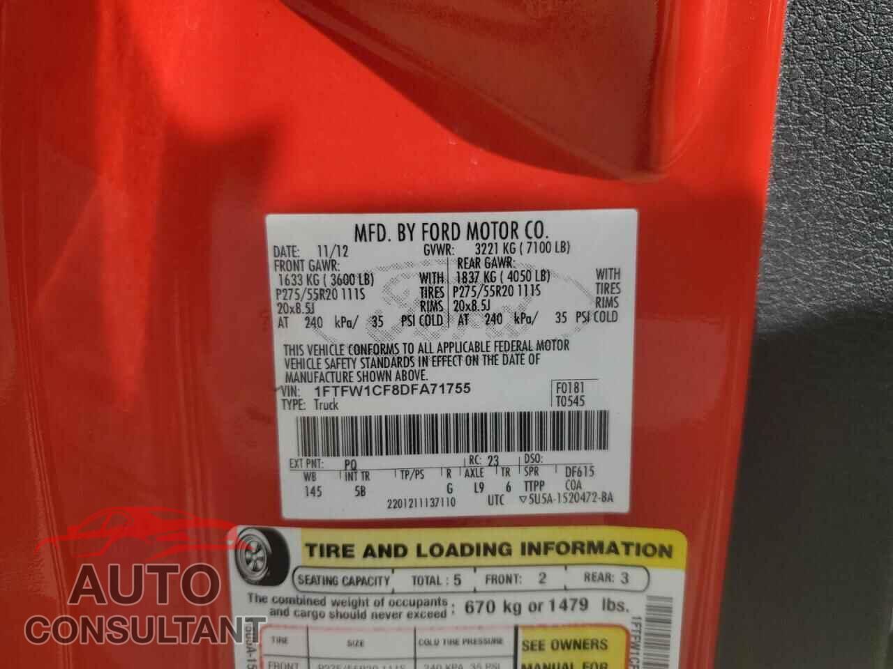 FORD F-150 2013 - 1FTFW1CF8DFA71755