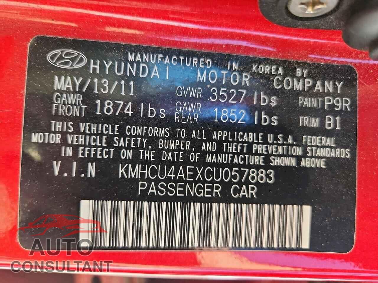 HYUNDAI ACCENT 2012 - KMHCU4AEXCU057883