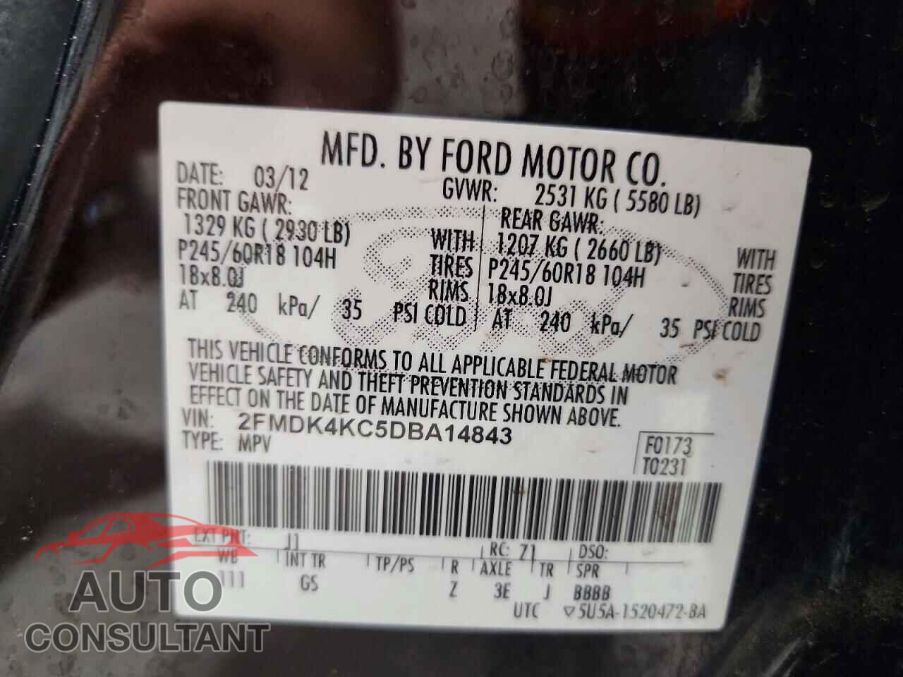 FORD EDGE 2013 - 2FMDK4KC5DBA14843
