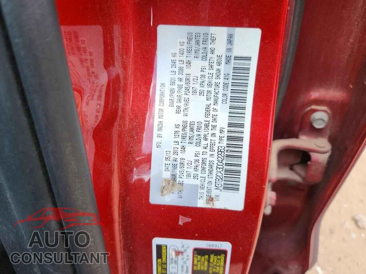 MAZDA CX-9 2013 - JM3TB2CA3D0422963
