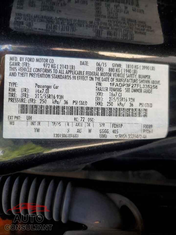 FORD FOCUS 2015 - 1FADP3F27FL335258