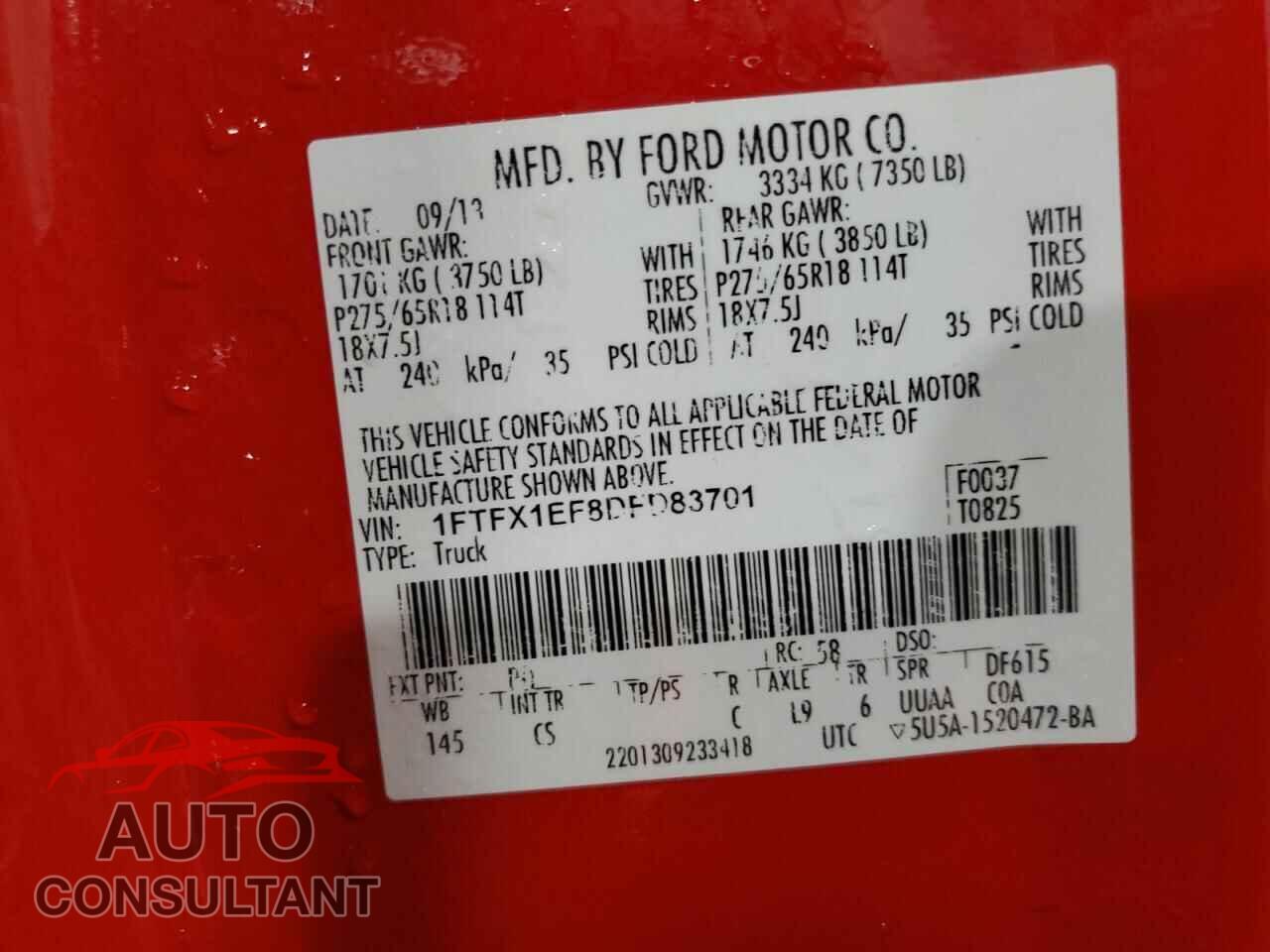 FORD F-150 2013 - 1FTFX1EF8DFD83701