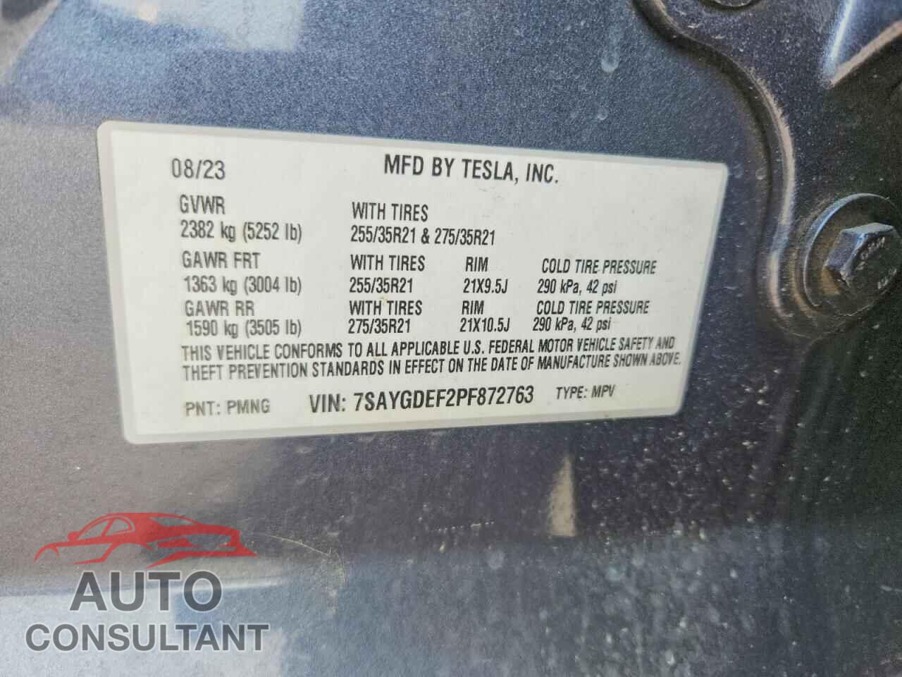 TESLA MODEL Y 2023 - 7SAYGDEF2PF872763