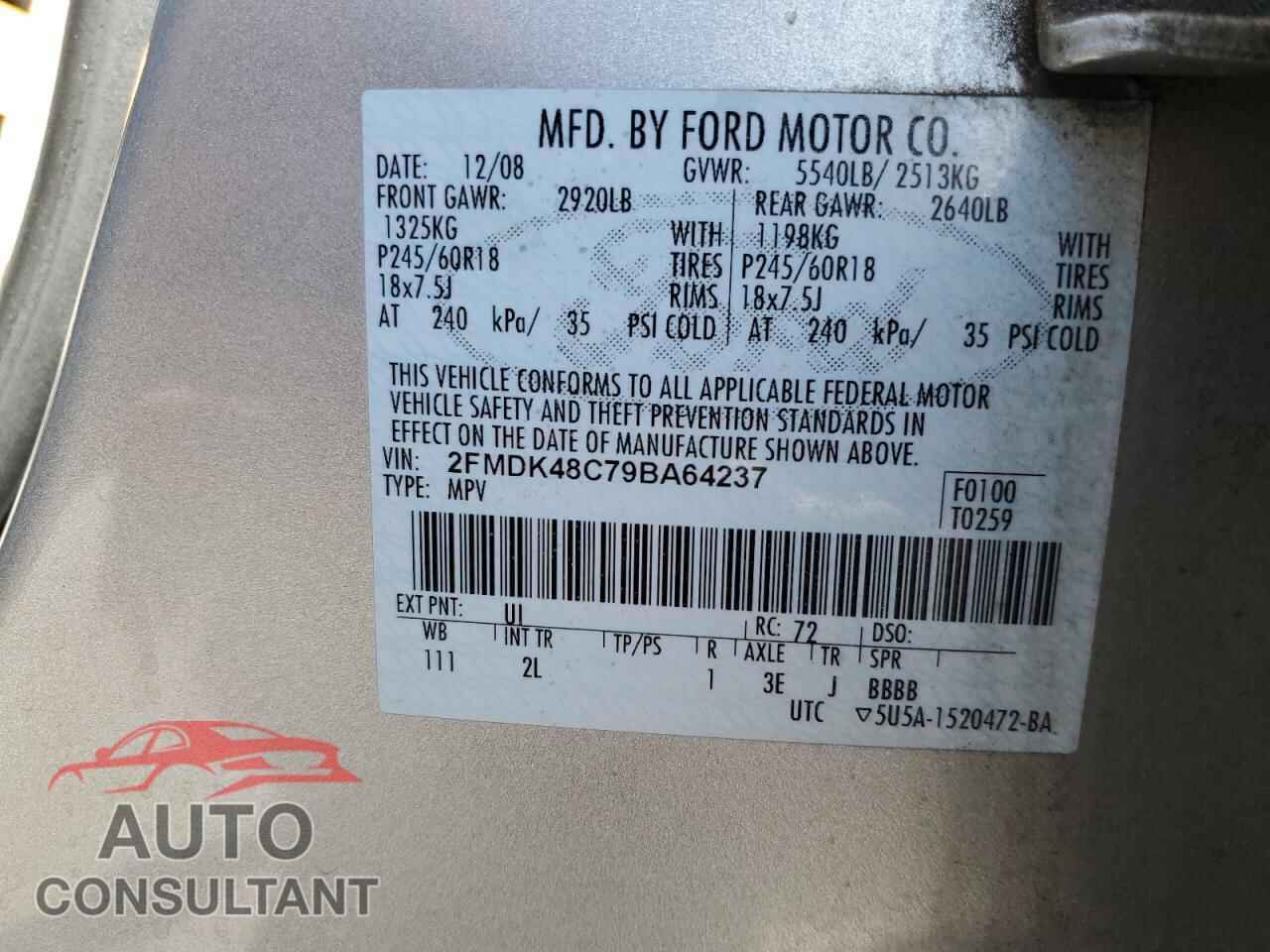 FORD EDGE 2009 - 2FMDK48C79BA64237