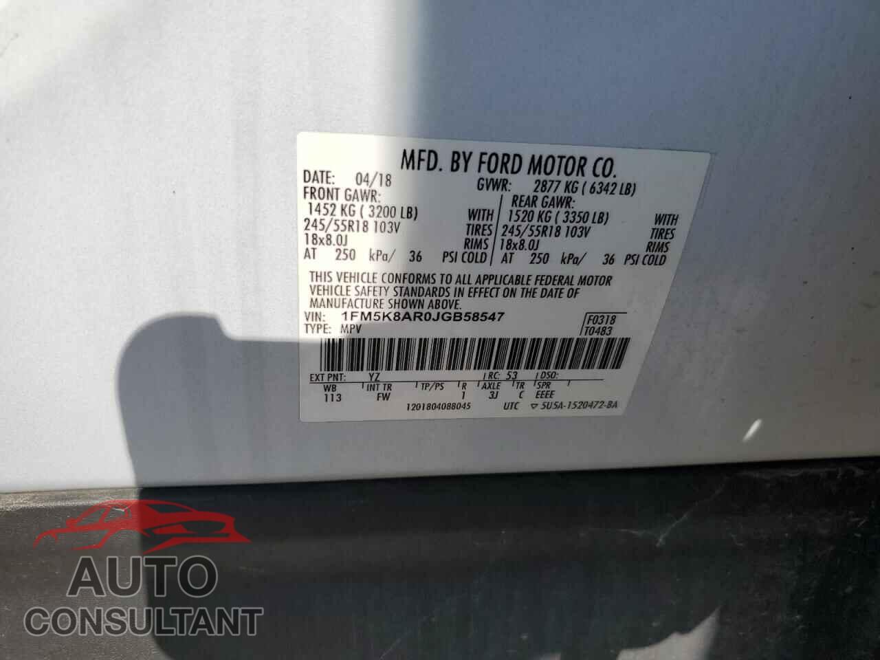 FORD EXPLORER 2018 - 1FM5K8AR0JGB58547