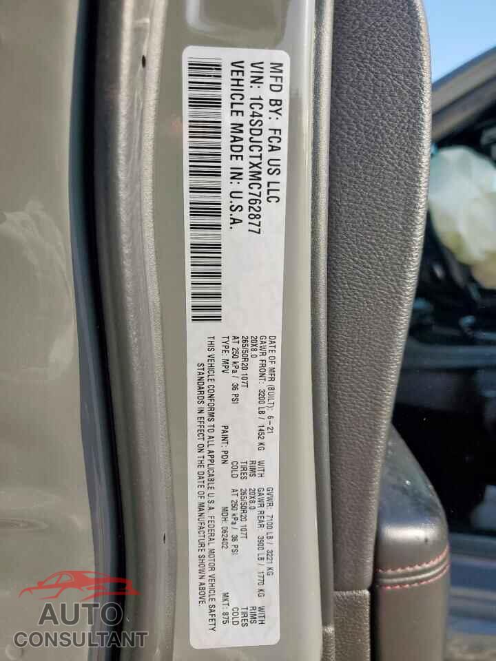 DODGE DURANGO 2021 - 1C4SDJCTXMC762877