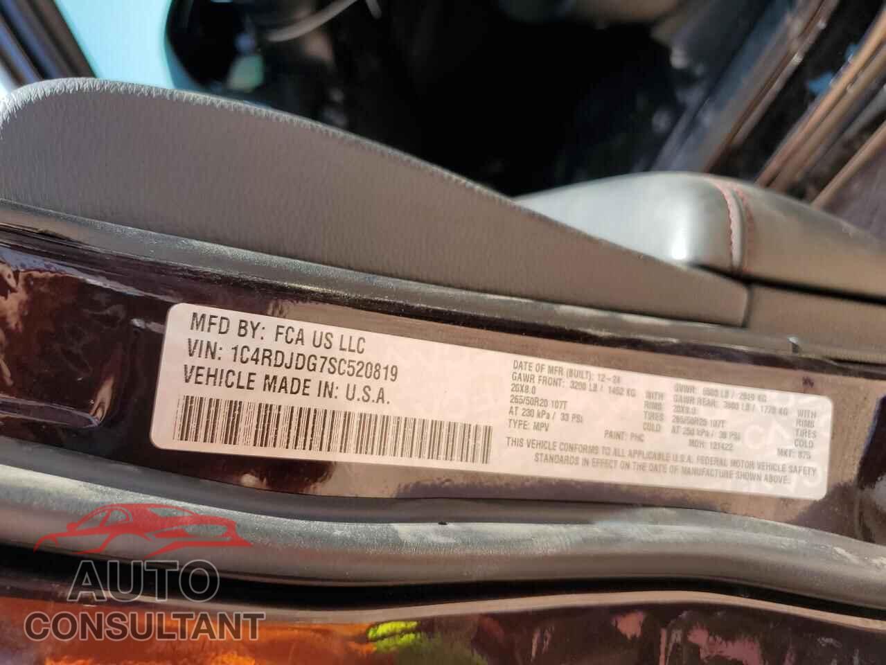DODGE DURANGO 2025 - 1C4RDJDG7SC520819
