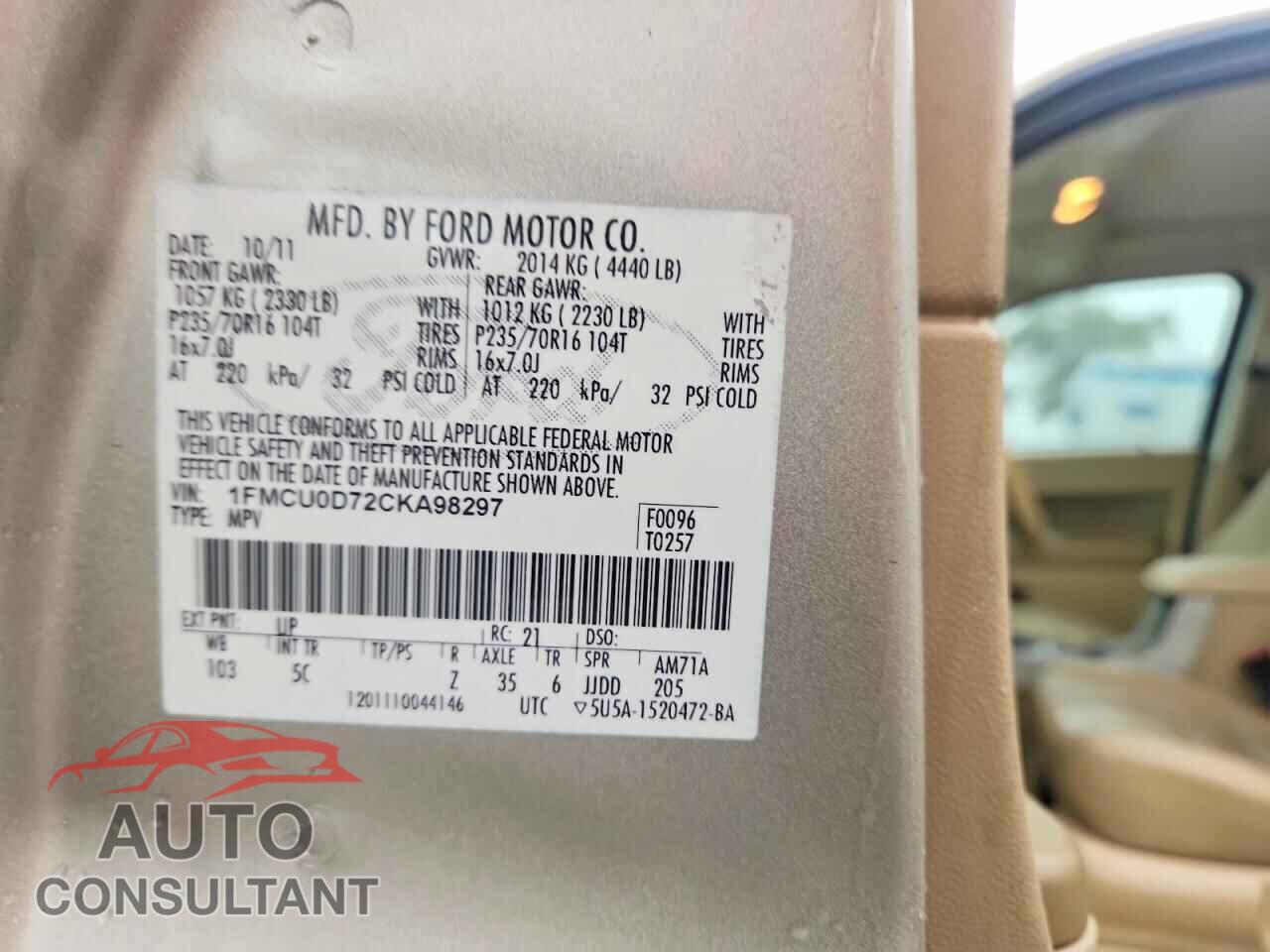 FORD ESCAPE 2012 - 1FMCU0D72CKA98297