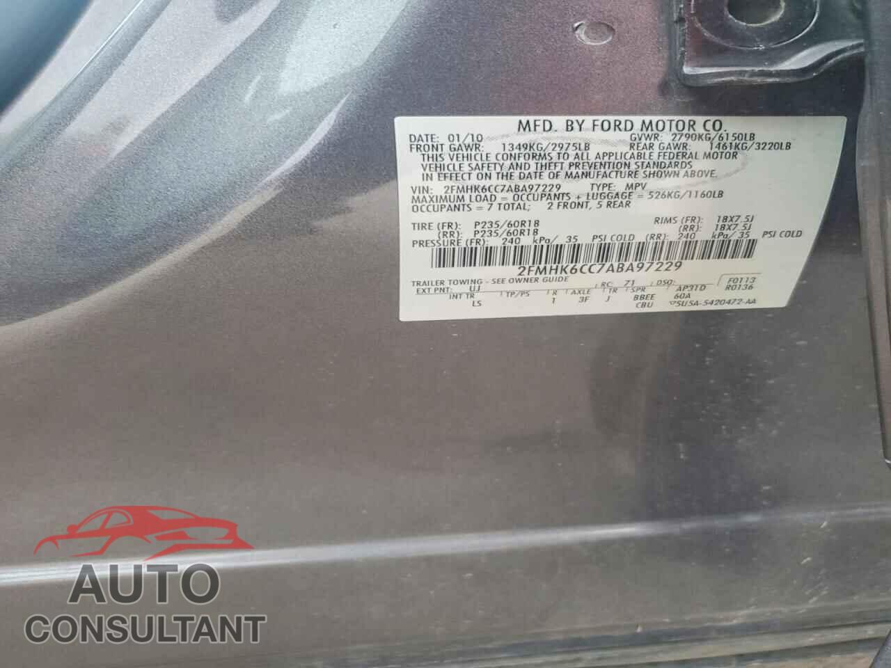 FORD FLEX 2010 - 2FMHK6CC7ABA97229