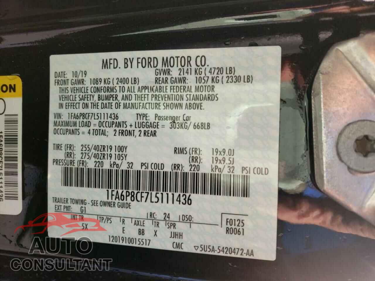 FORD MUSTANG 2020 - 1FA6P8CF7L5111436