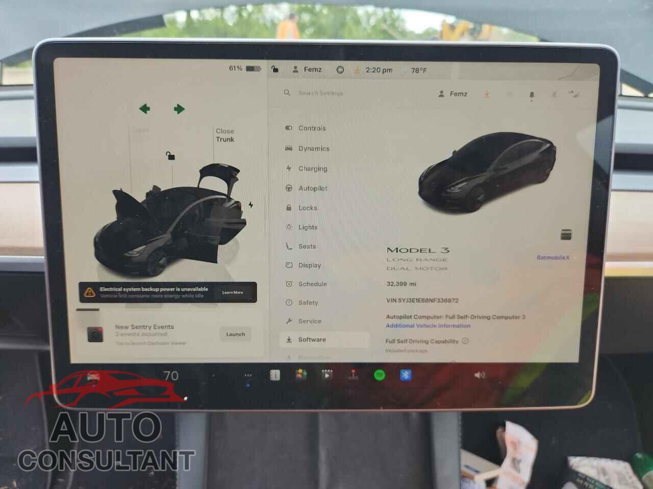 TESLA MODEL 3 2022 - 5YJ3E1EB8NF336972