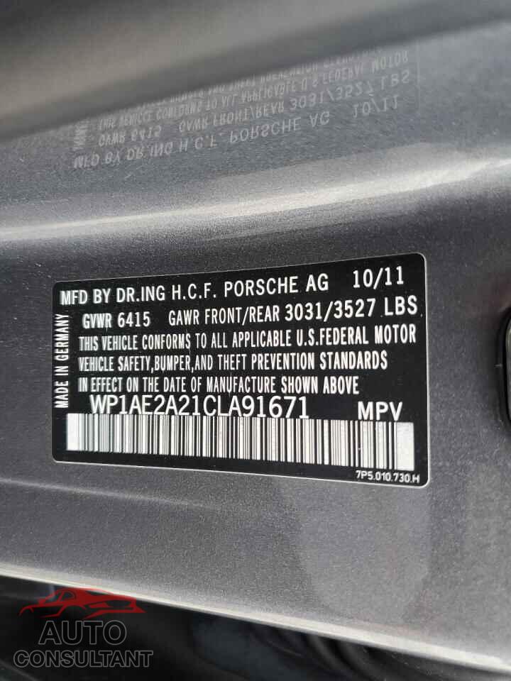 PORSCHE CAYENNE 2012 - WP1AE2A21CLA91671