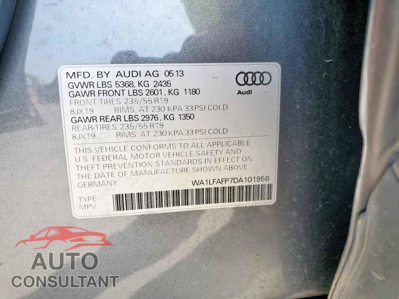AUDI Q5 2013 - WA1LFAFP7DA101956