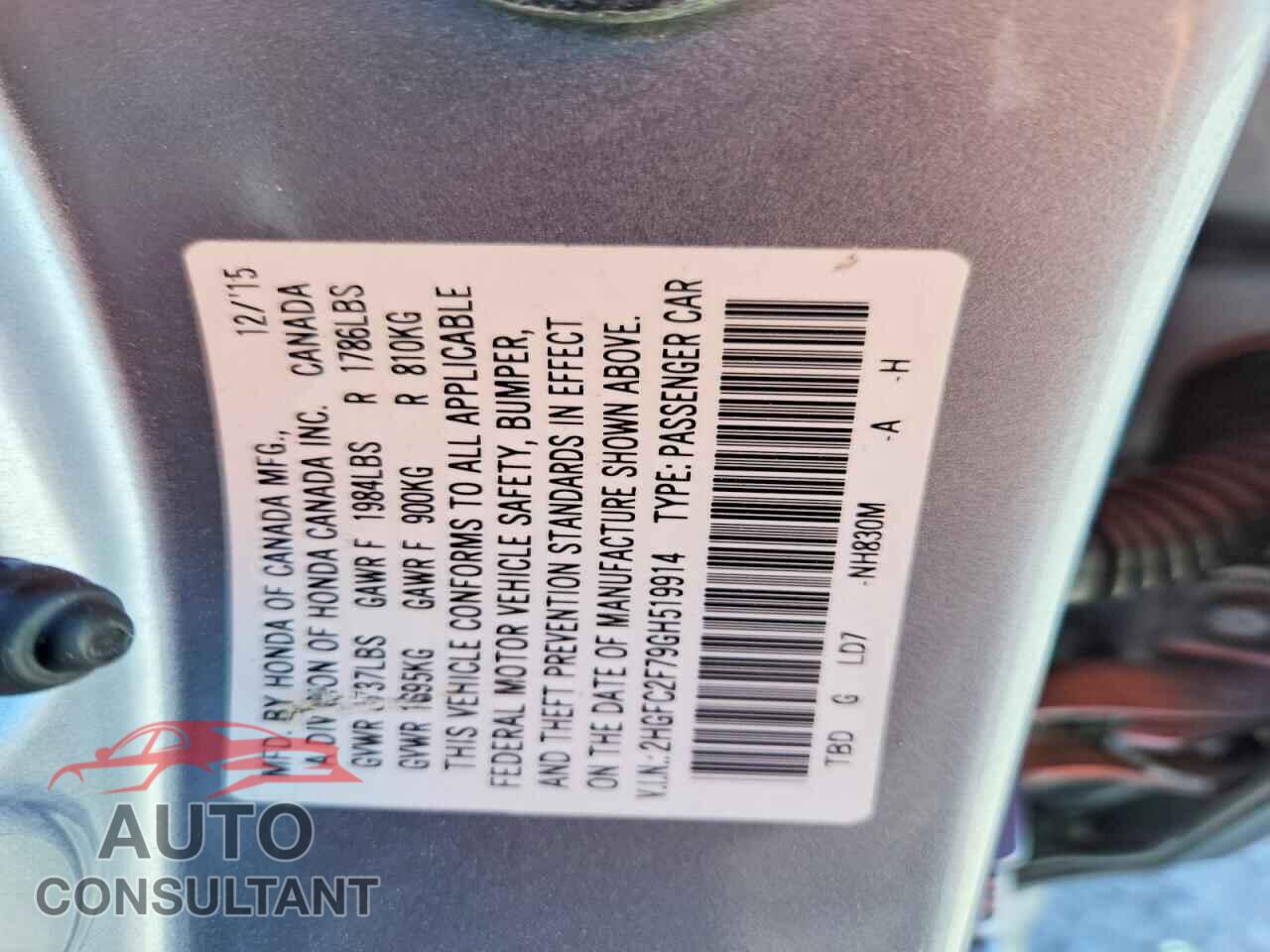 HONDA CIVIC 2016 - 2HGFC2F79GH519914