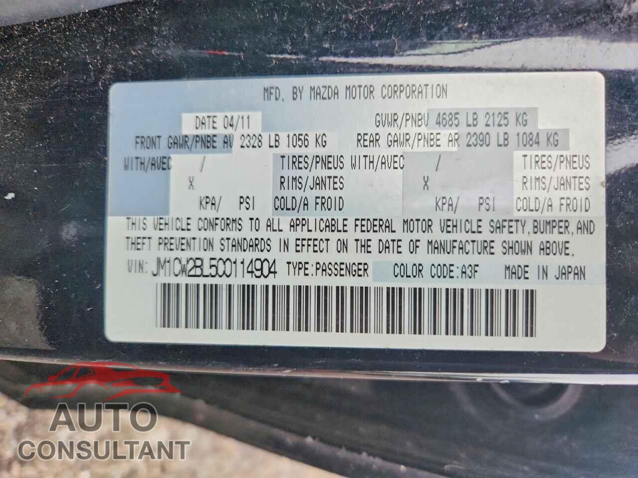 MAZDA 5 2012 - JM1CW2BL5C0114904