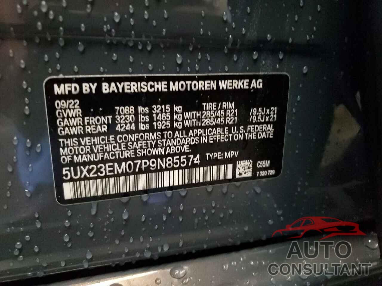 BMW X7 2023 - 5UX23EM07P9N85574