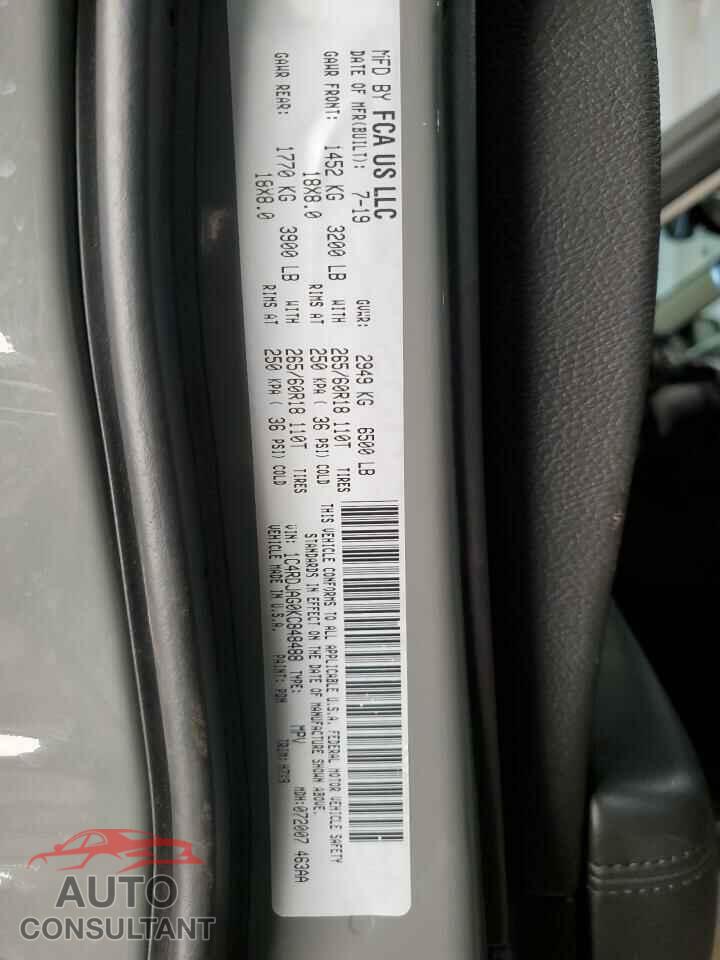DODGE DURANGO 2019 - 1C4RDJAG0KC848488