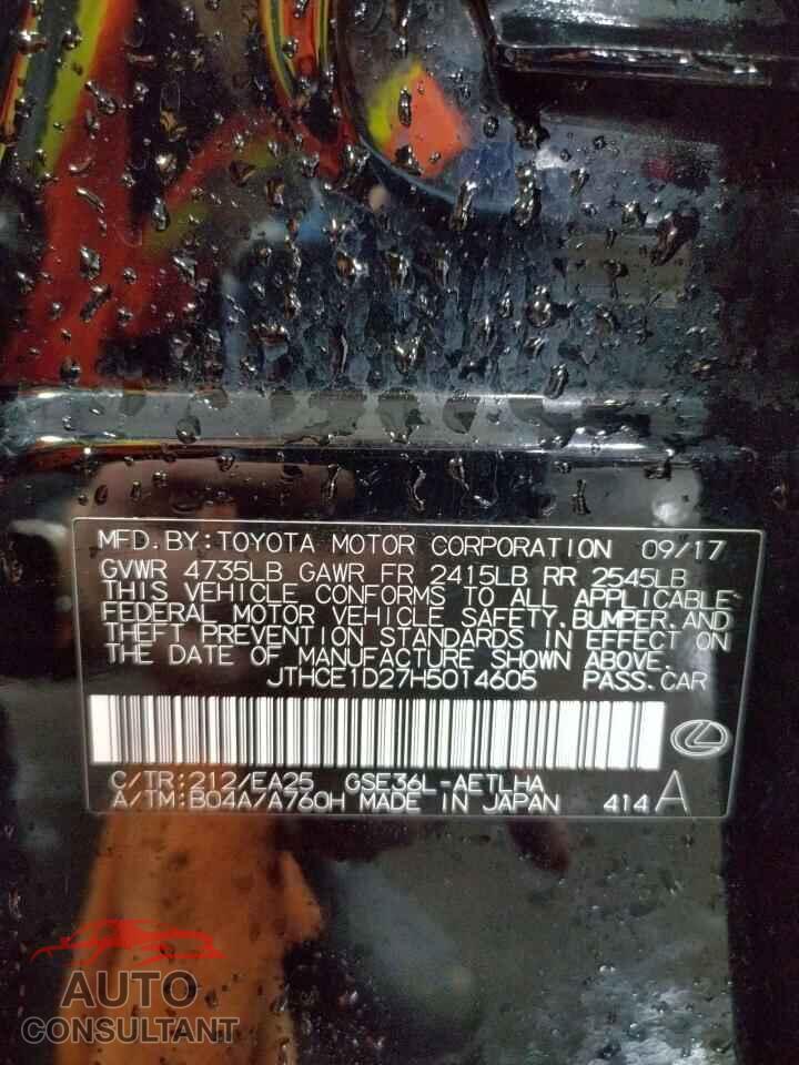 LEXUS IS 2017 - JTHCE1D27H5014605