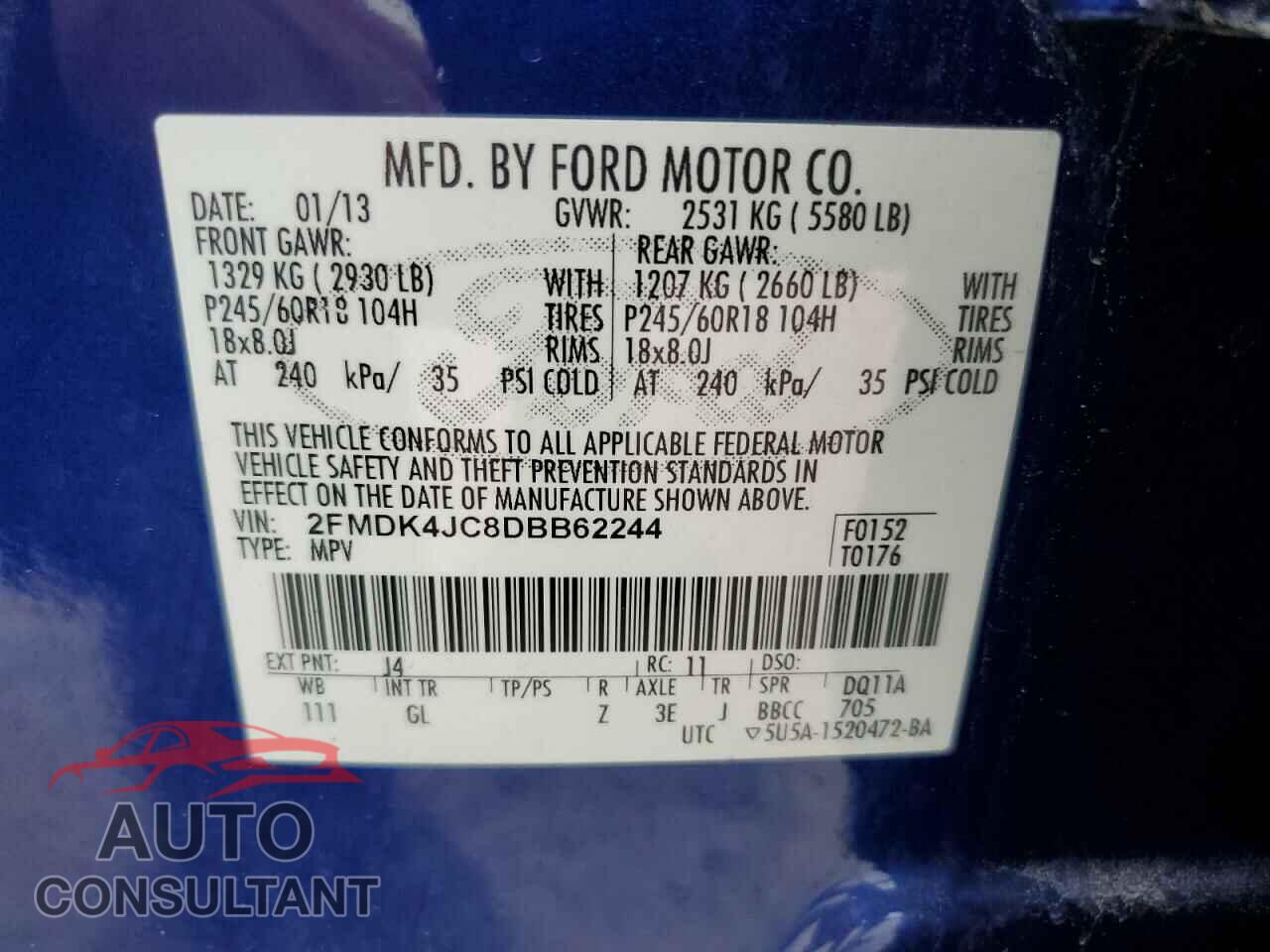 FORD EDGE 2013 - 2FMDK4JC8DBB62244
