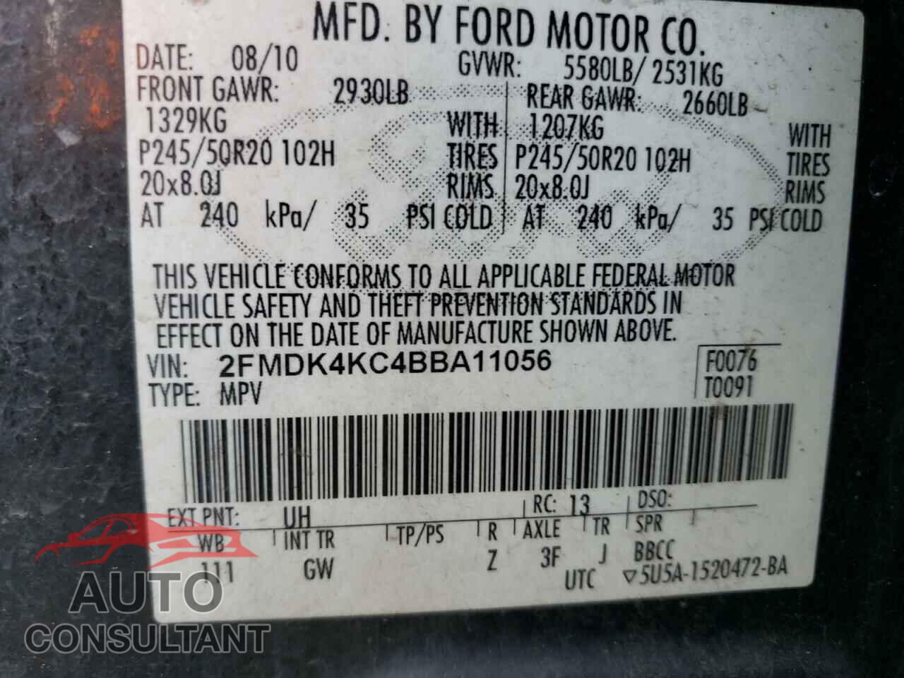 FORD EDGE 2011 - 2FMDK4KC4BBA11056