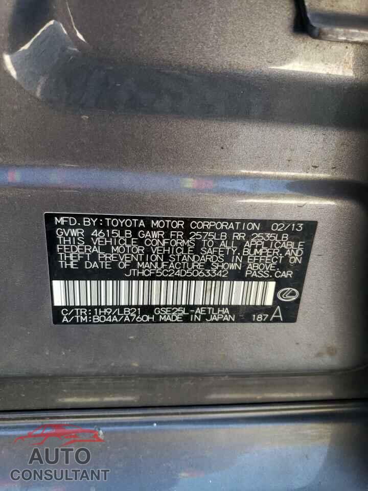 LEXUS IS 2013 - JTHCF5C24D5063342