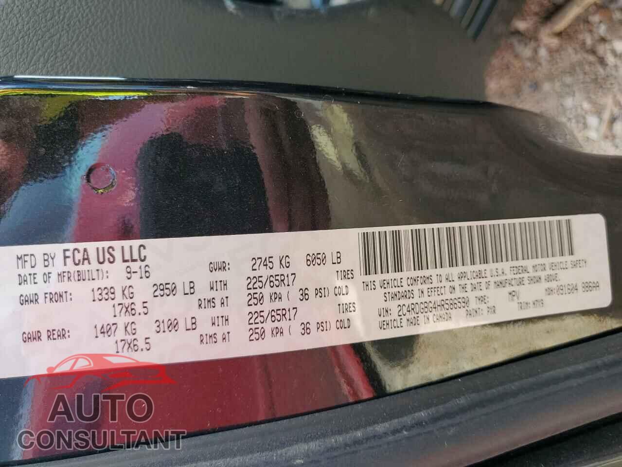 DODGE CARAVAN 2017 - 2C4RDGBG4HR586590
