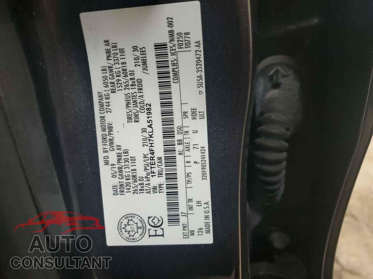 FORD RANGER 2019 - 1FTER4FH7KLA51982