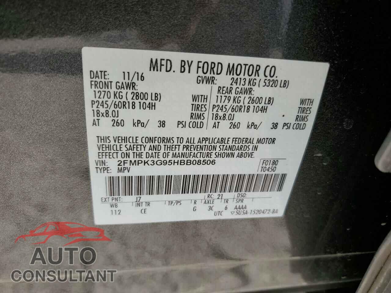 FORD EDGE 2017 - 2FMPK3G95HBB08506