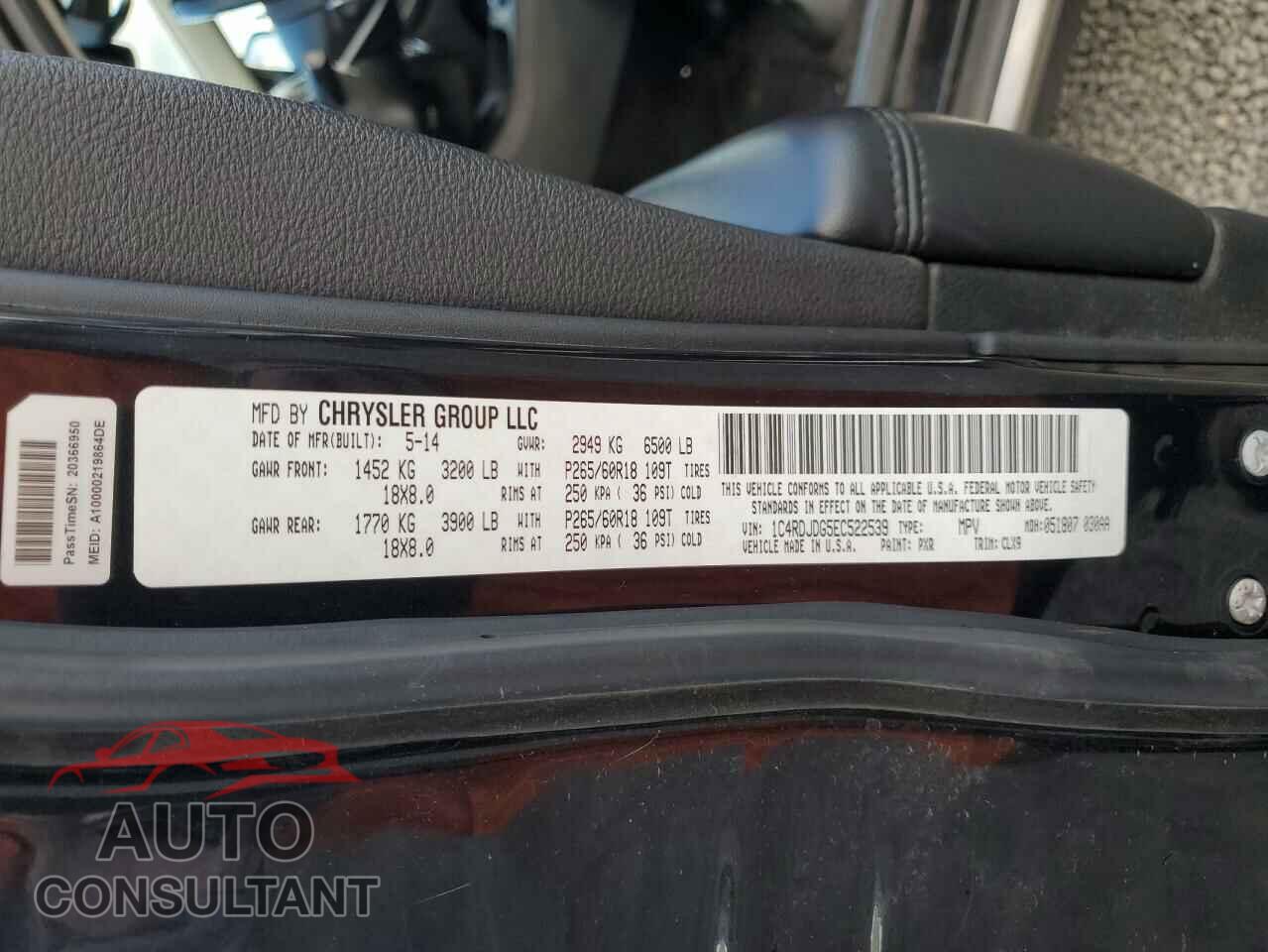 DODGE DURANGO 2014 - 1C4RDJDG5EC522539