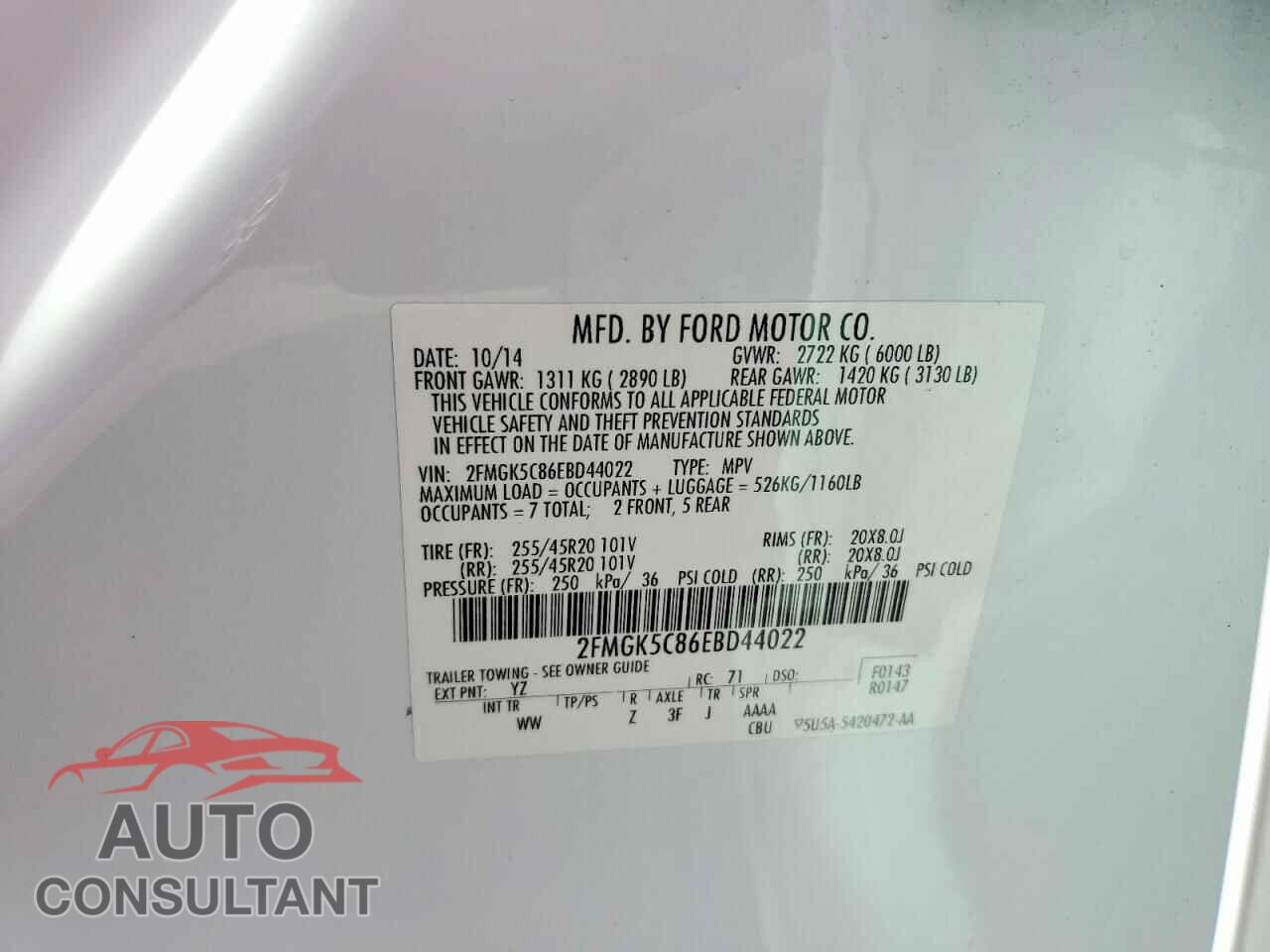 FORD FLEX 2014 - 2FMGK5C86EBD44022