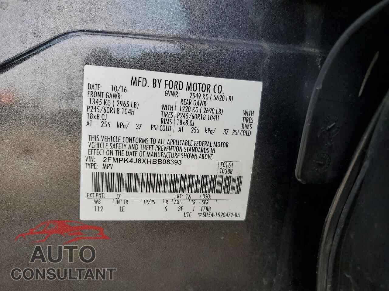 FORD EDGE 2017 - 2FMPK4J8XHBB08393