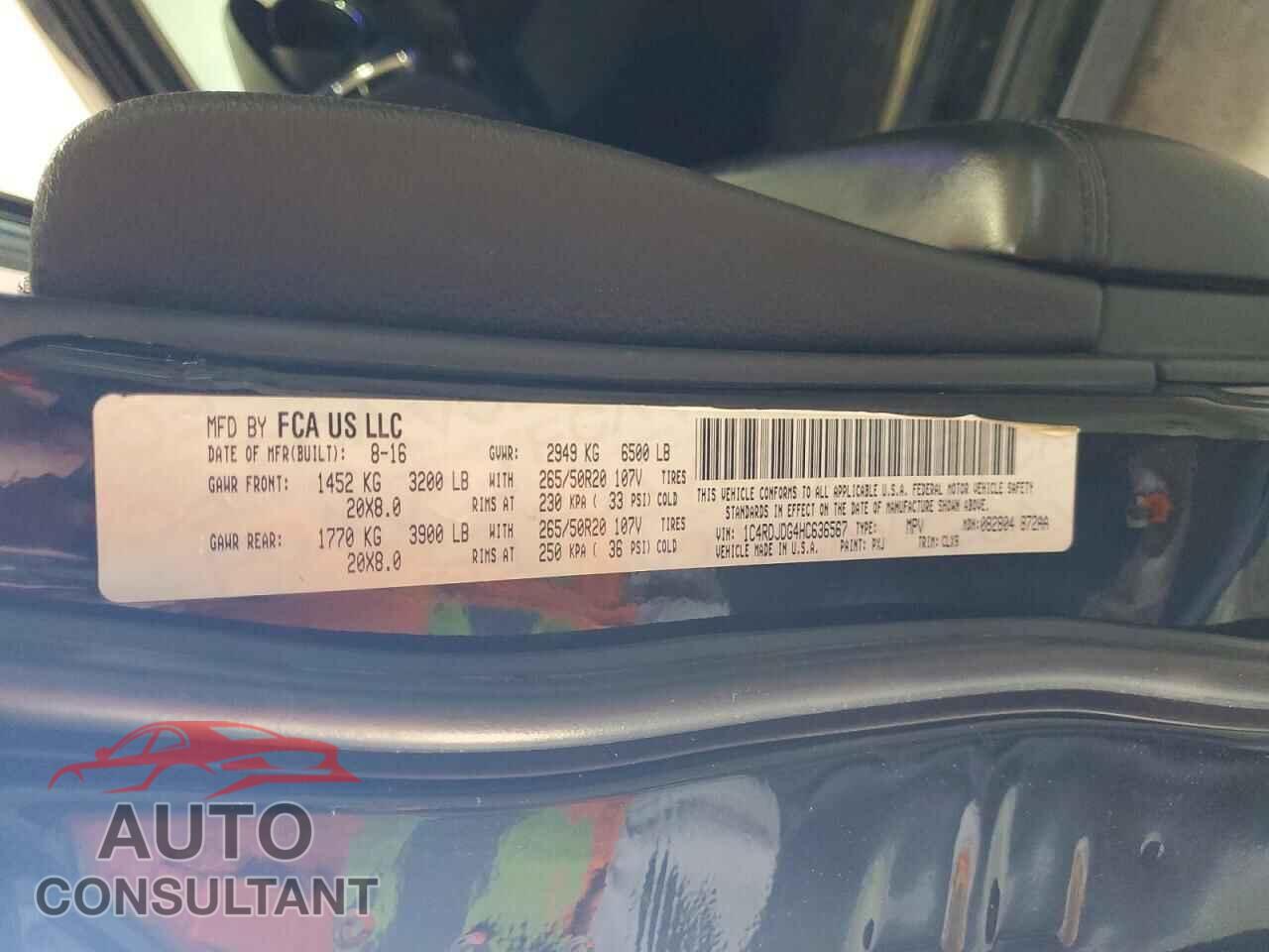 DODGE DURANGO 2017 - 1C4RDJDG4HC636567