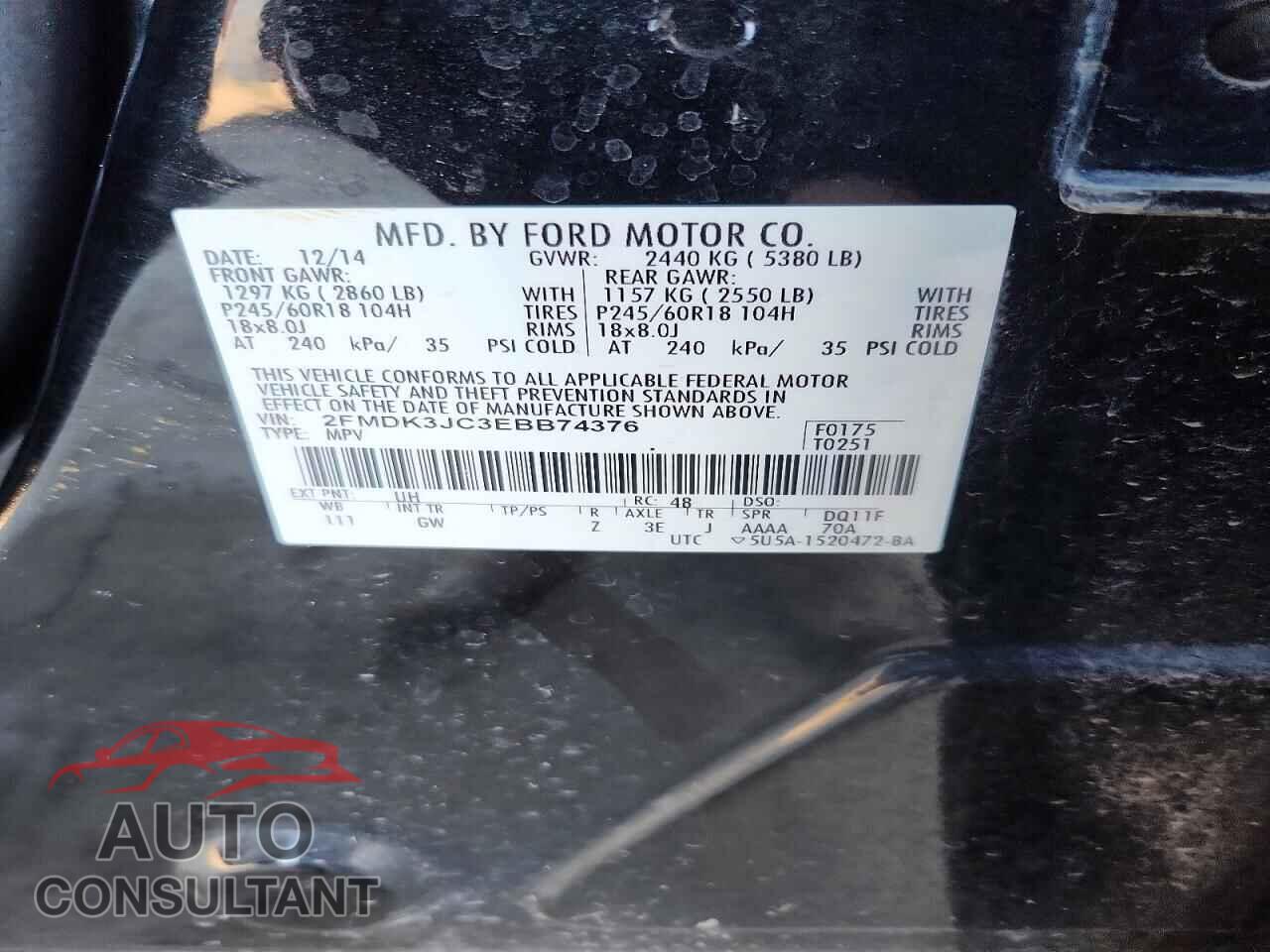 FORD EDGE 2014 - 2FMDK3JC3EBB74376