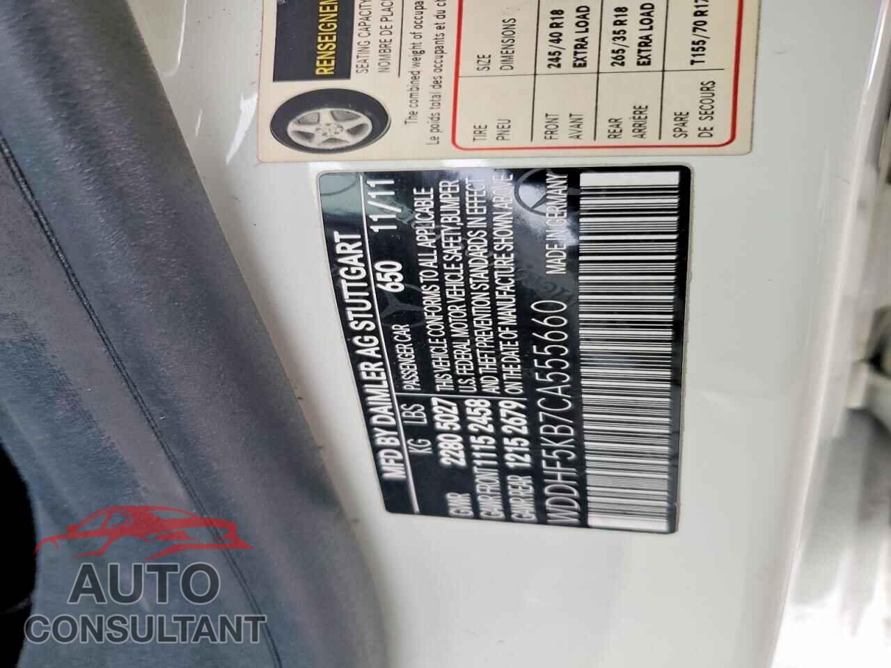 MERCEDES-BENZ E-CLASS 2012 - WDDHF5KB7CA555660