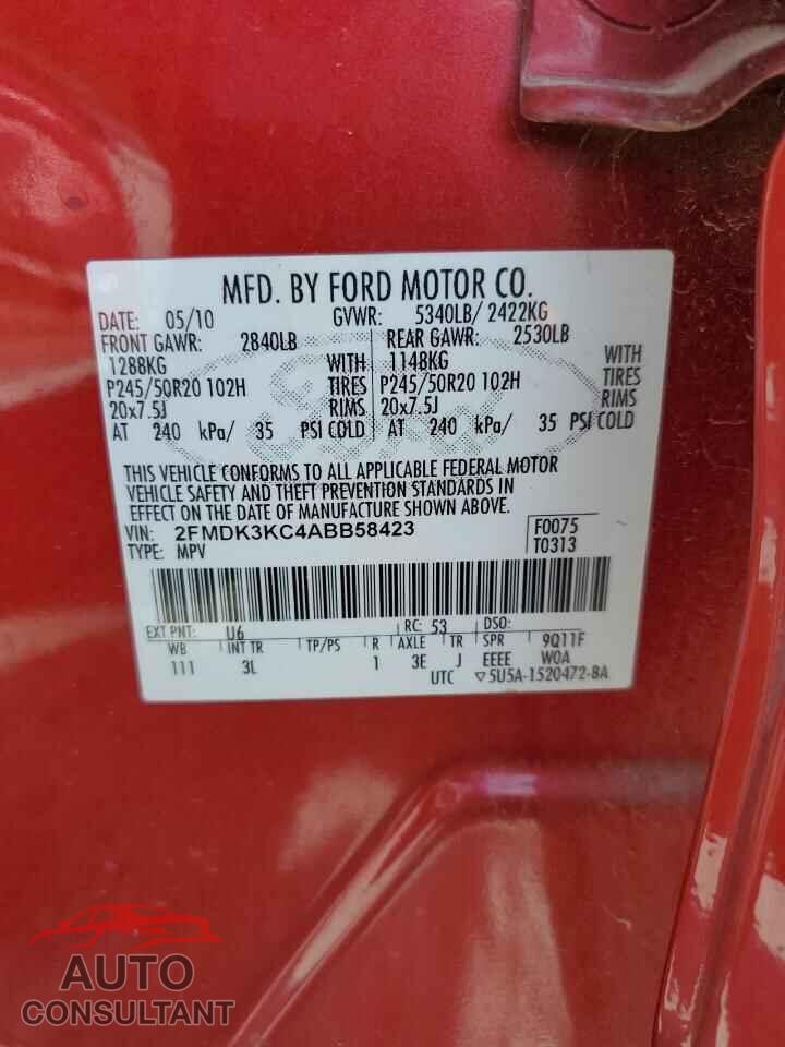FORD EDGE 2010 - 2FMDK3KC4ABB58423