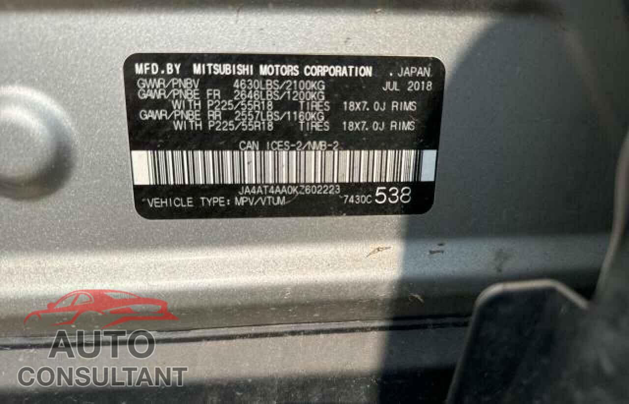 MITSUBISHI ECLIPSE 2019 - JA4AT4AA0KZ602223