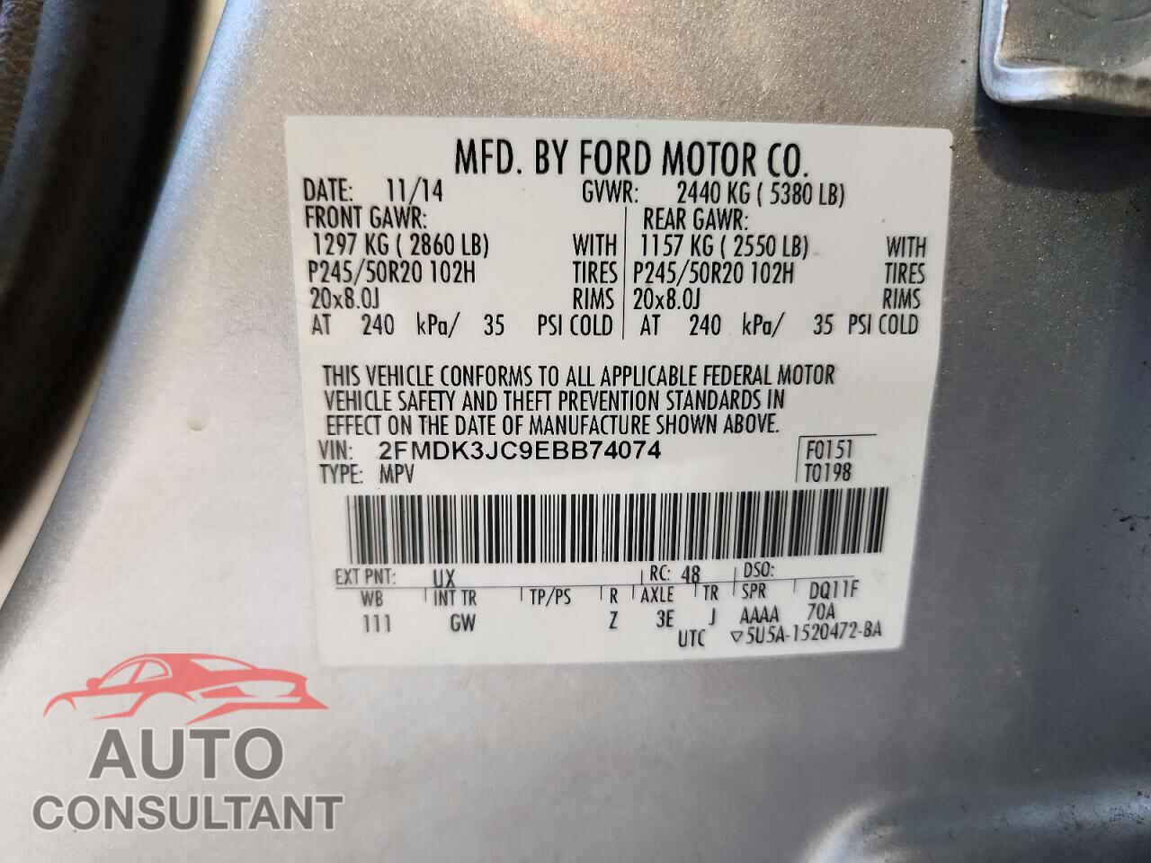 FORD EDGE 2014 - 2FMDK3JC9EBB74074