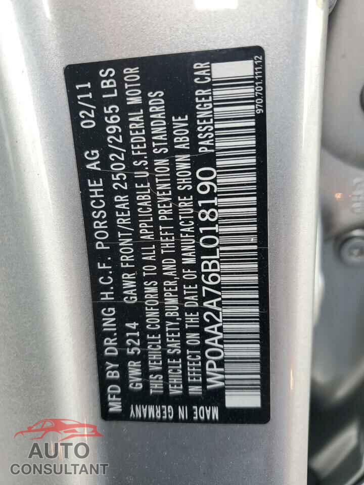 PORSCHE PANAMERA 2011 - WP0AA2A76BL018190
