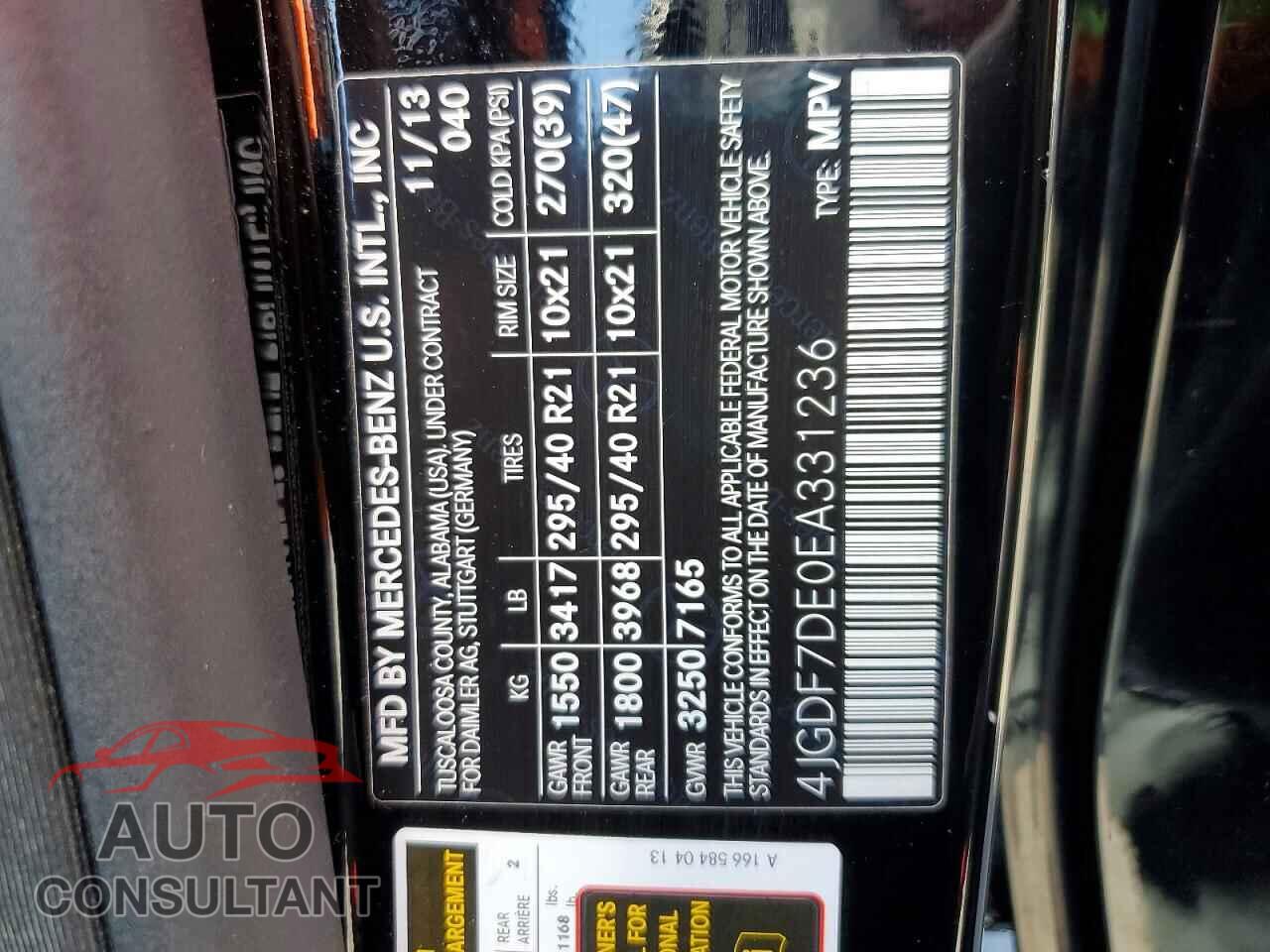 MERCEDES-BENZ GL-CLASS 2014 - 4JGDF7DE0EA331236