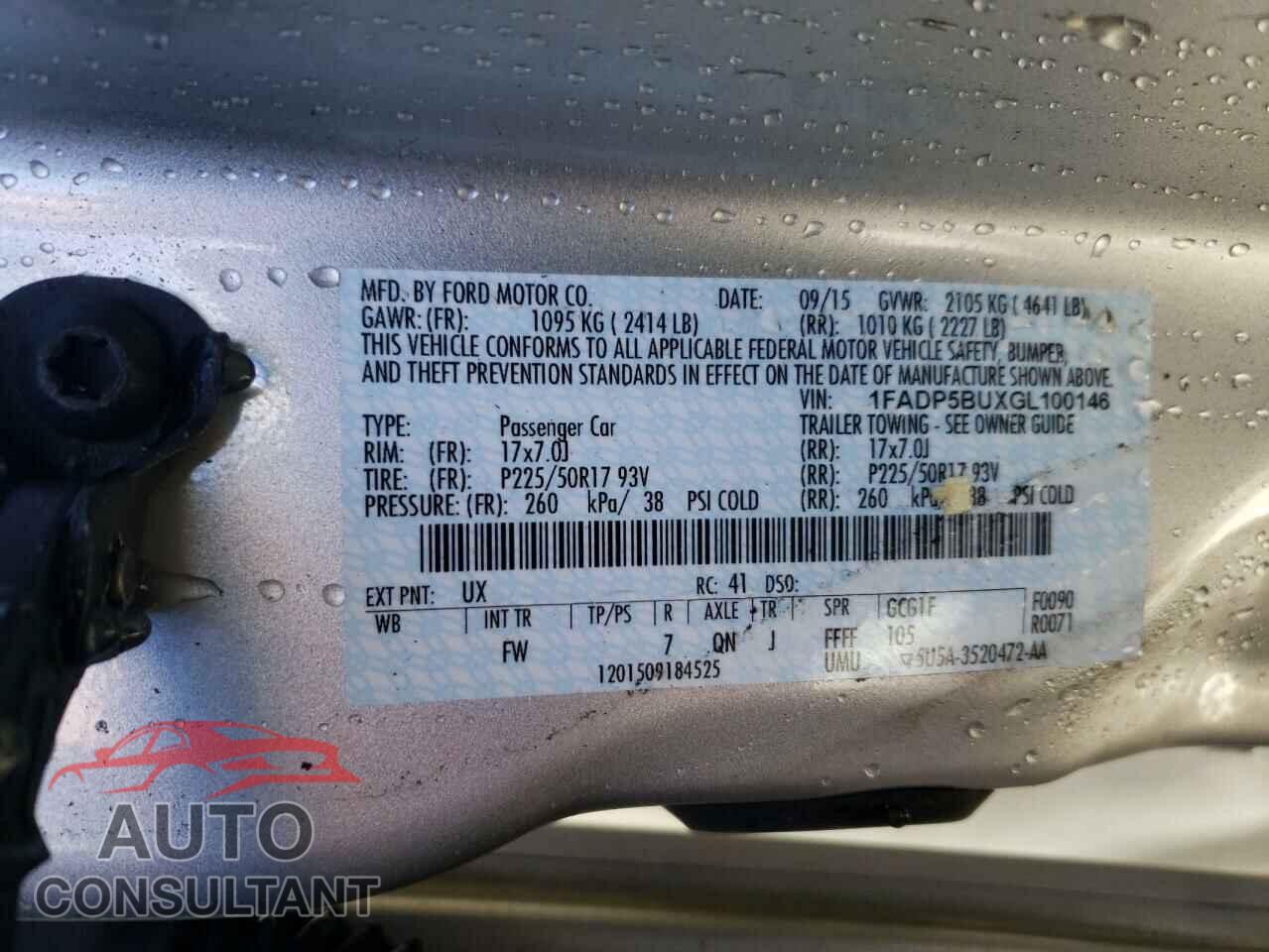 FORD CMAX 2016 - 1FADP5BUXGL100146