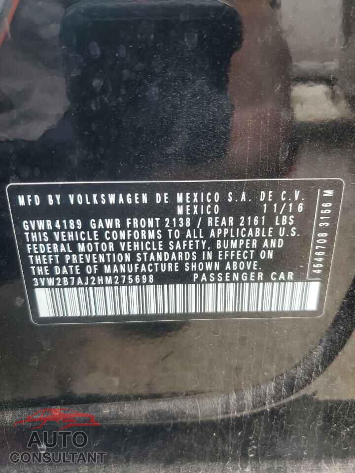 VOLKSWAGEN JETTA 2017 - 3VW2B7AJ2HM275698