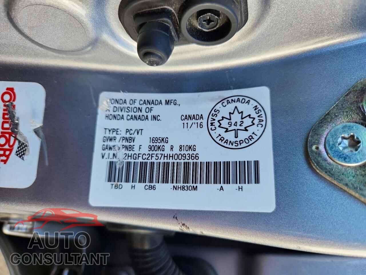 HONDA CIVIC 2017 - 2HGFC2F57HH009366