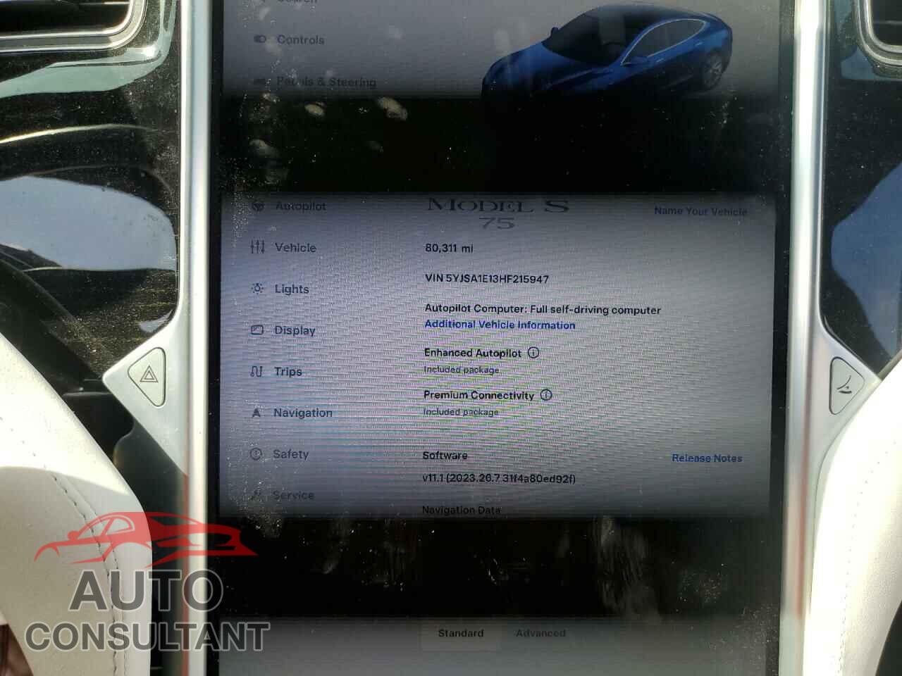 TESLA MODEL S 2017 - 5YJSA1E13HF215947