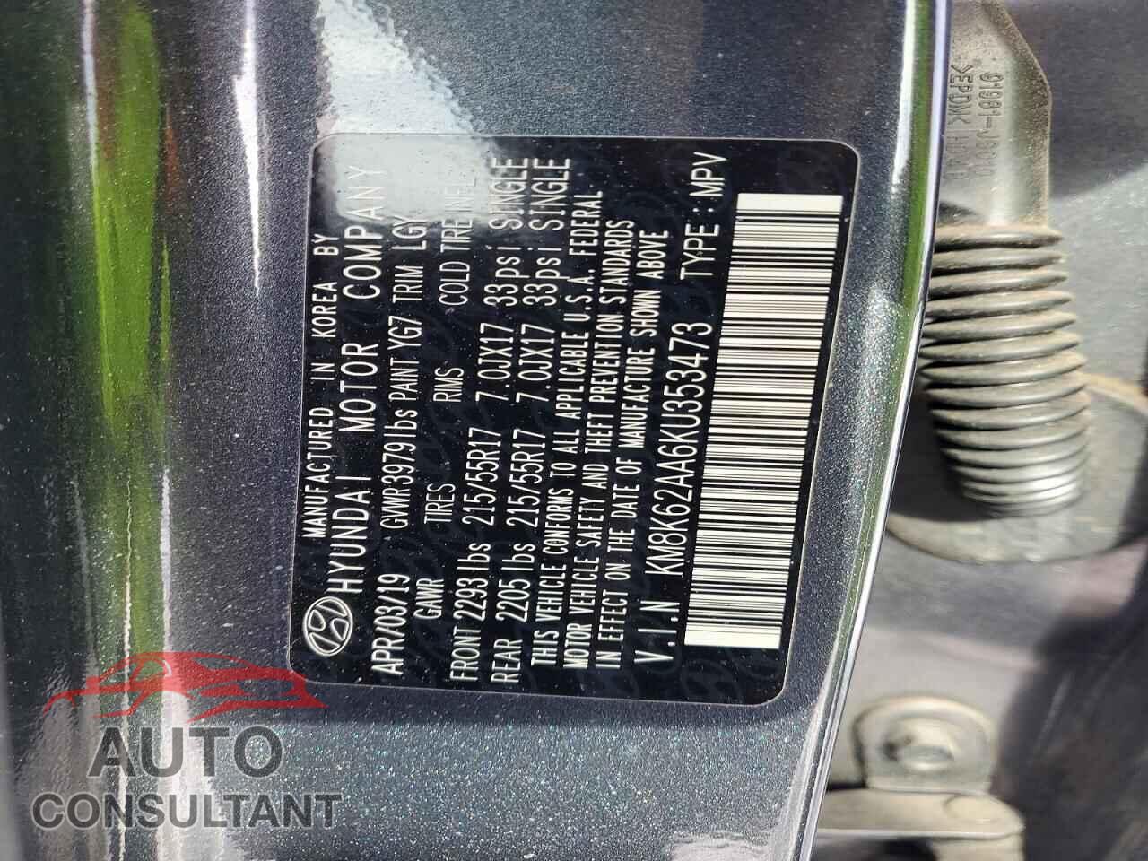 HYUNDAI KONA 2019 - KM8K62AA6KU353473