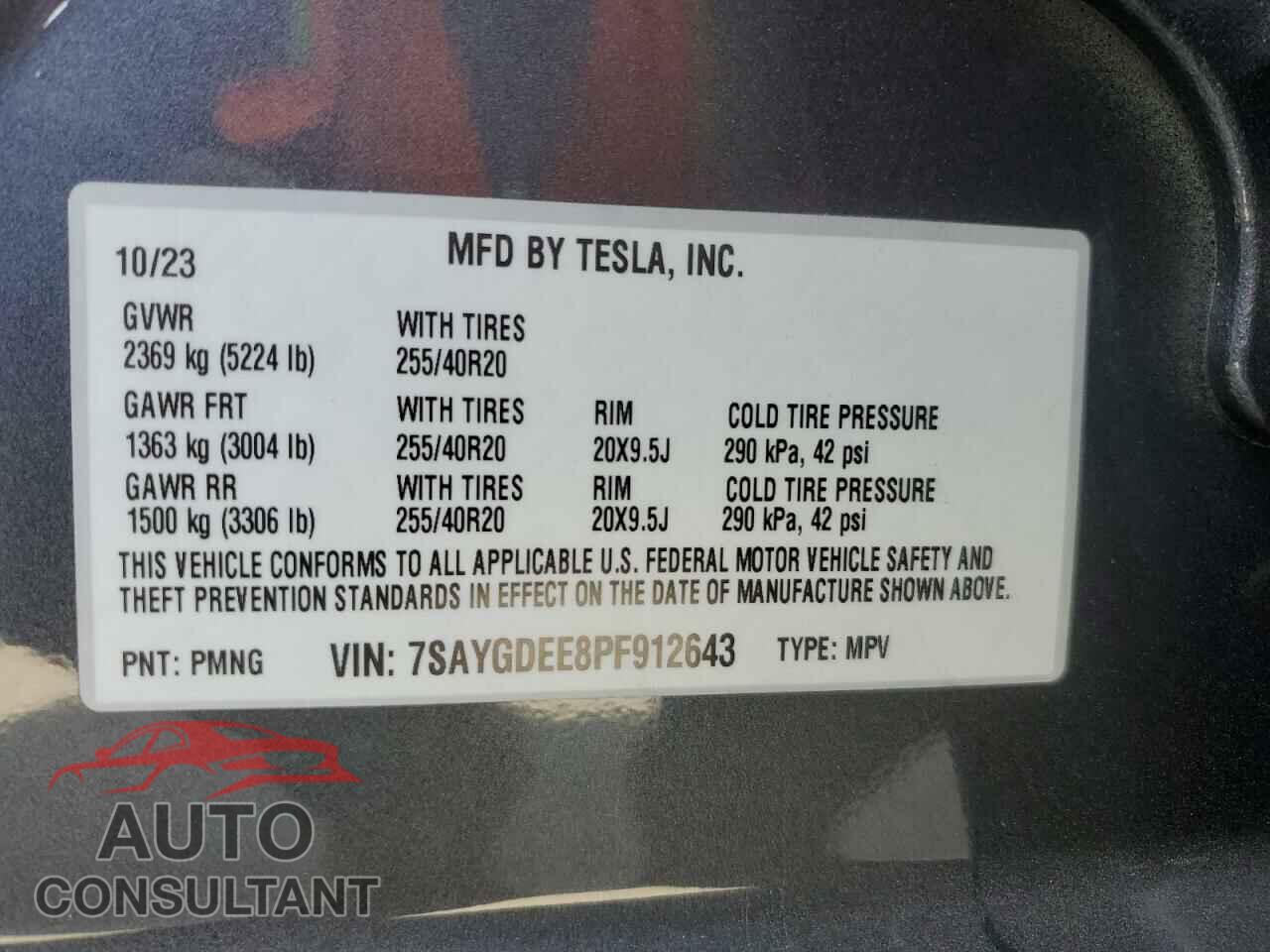 TESLA MODEL Y 2023 - 7SAYGDEE8PF912643