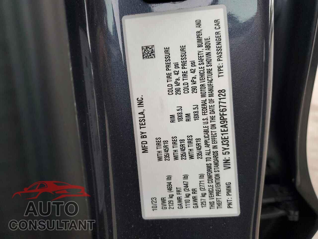 TESLA MODEL 3 2023 - 5YJ3E1EA9PF677128