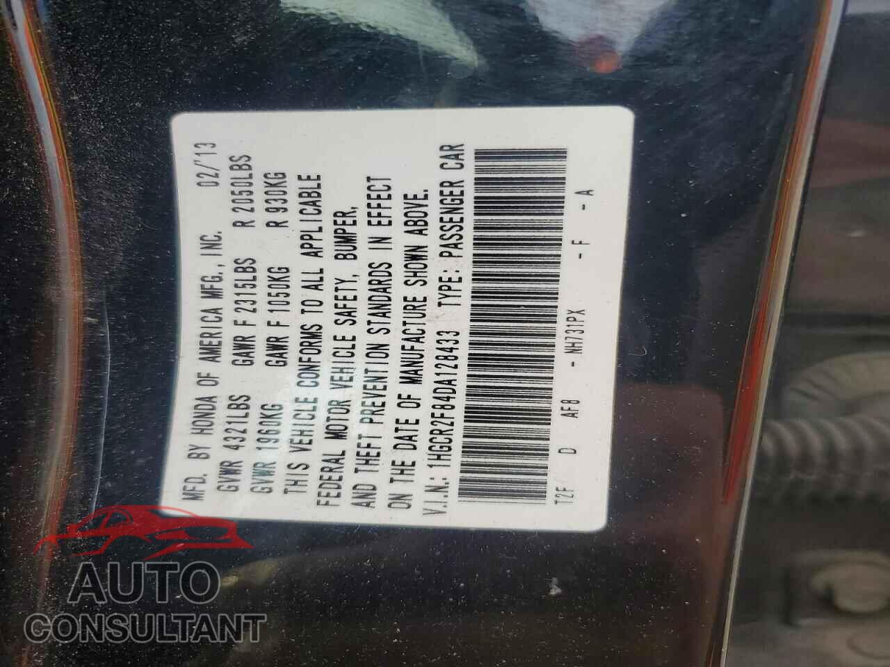 HONDA ACCORD 2013 - 1HGCR2F84DA128433