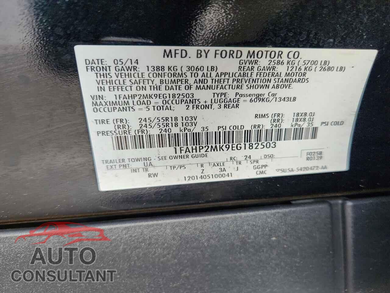 FORD TAURUS 2014 - 1FAHP2MK9EG182503