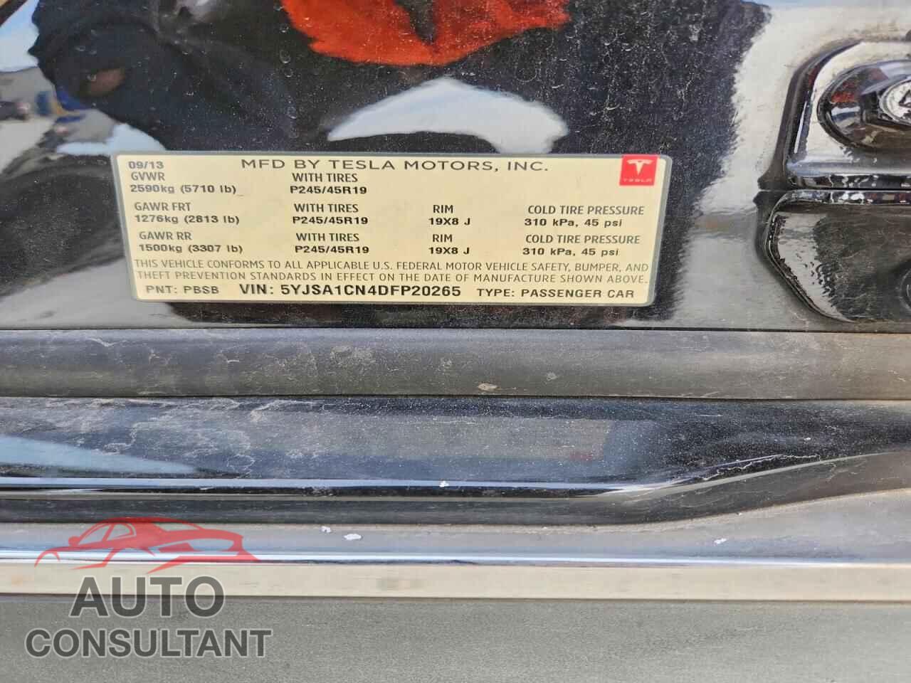 TESLA MODEL S 2013 - 5YJSA1CN4DFP20265